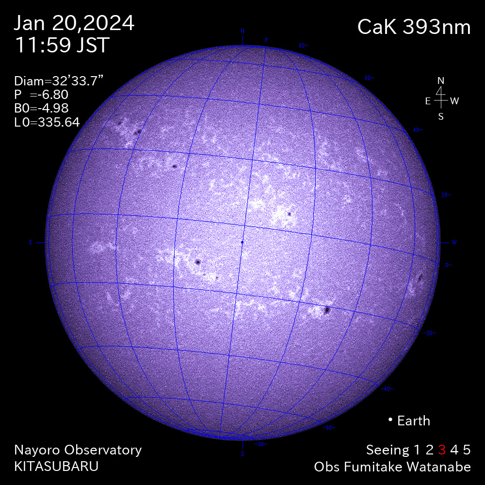 2024年1月20日 CaK波長の太陽