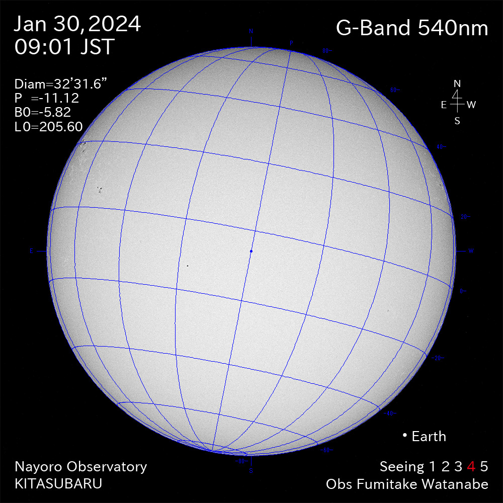 2024年1月30日 540nm波長の太陽
