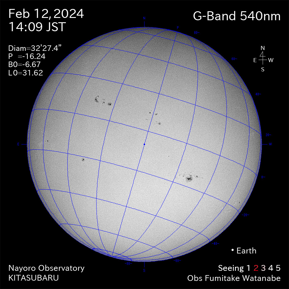 2024年2月12日 540nm波長の太陽