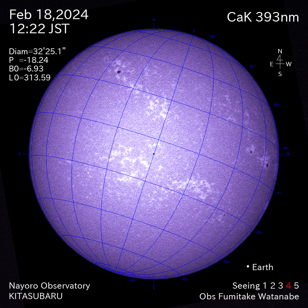 2024年2月18日 CaK波長の太陽