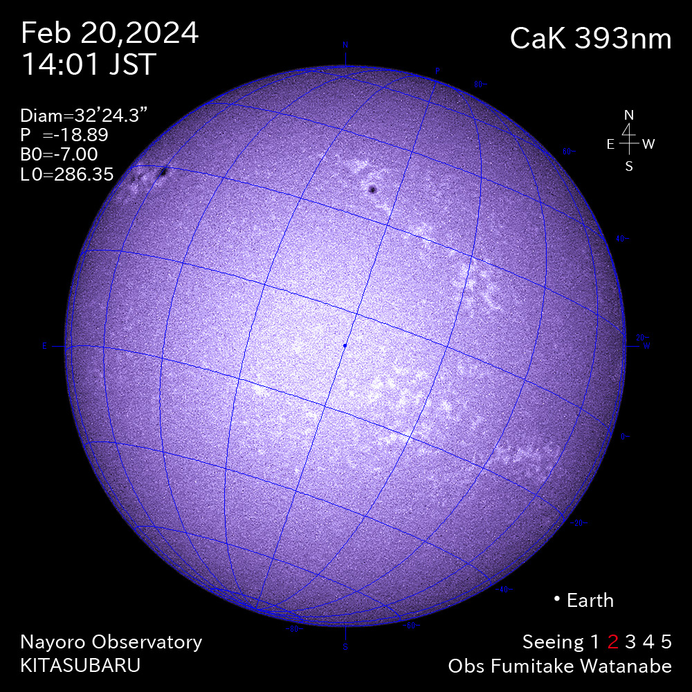 2024年2月20日 CaK波長の太陽
