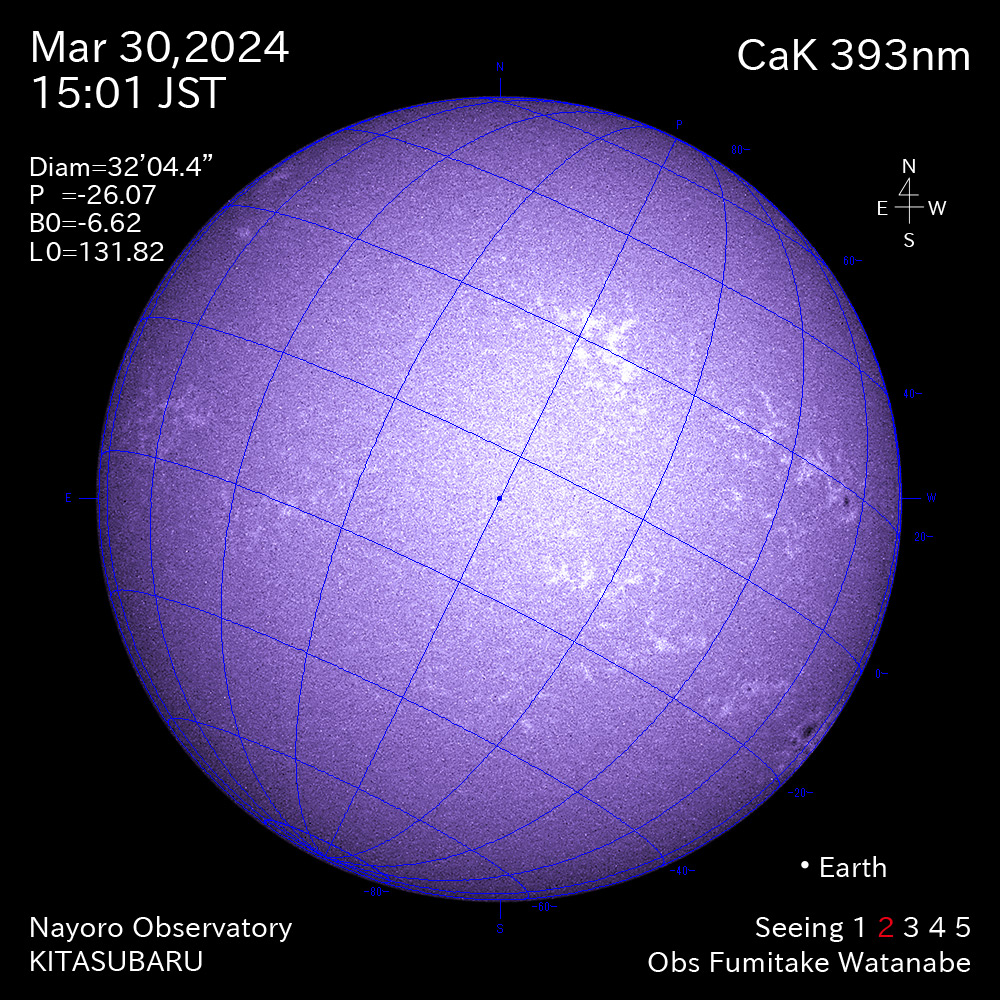2024年3月30日 CaK波長の太陽