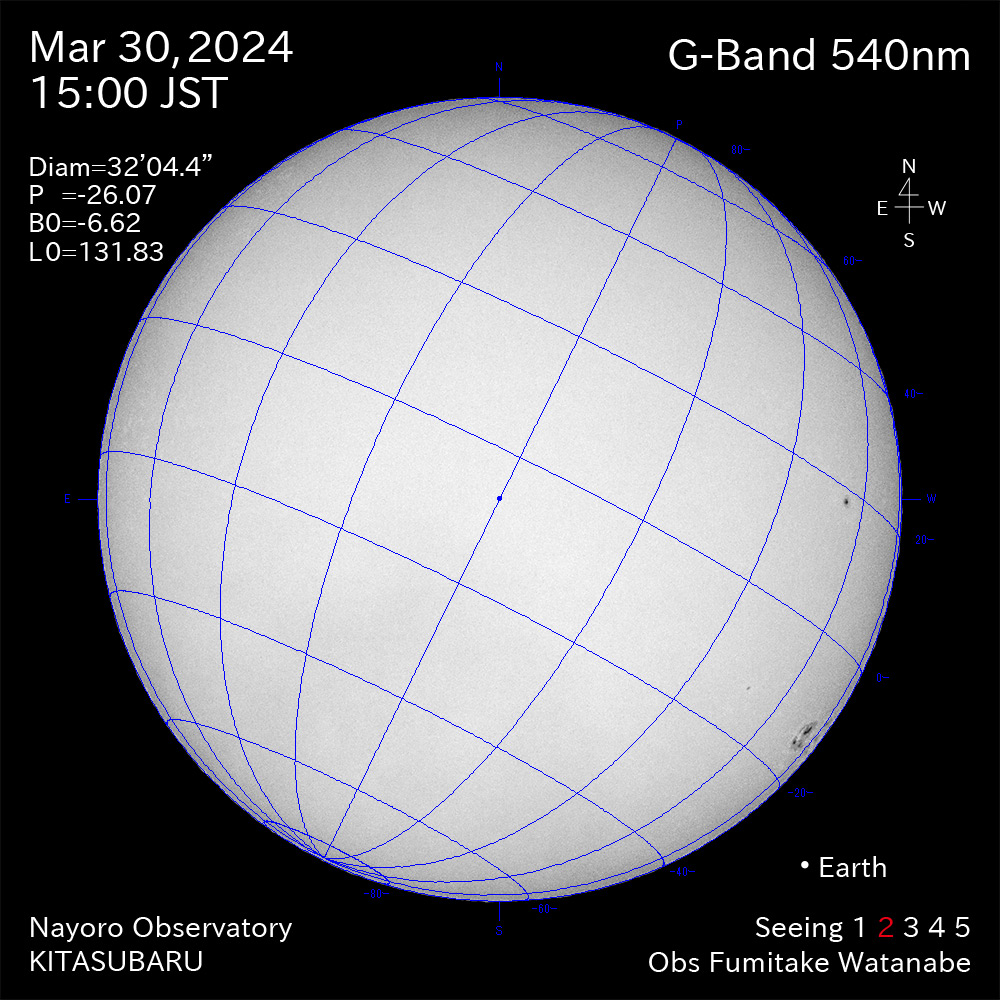 2024年3月30日 540nm波長の太陽