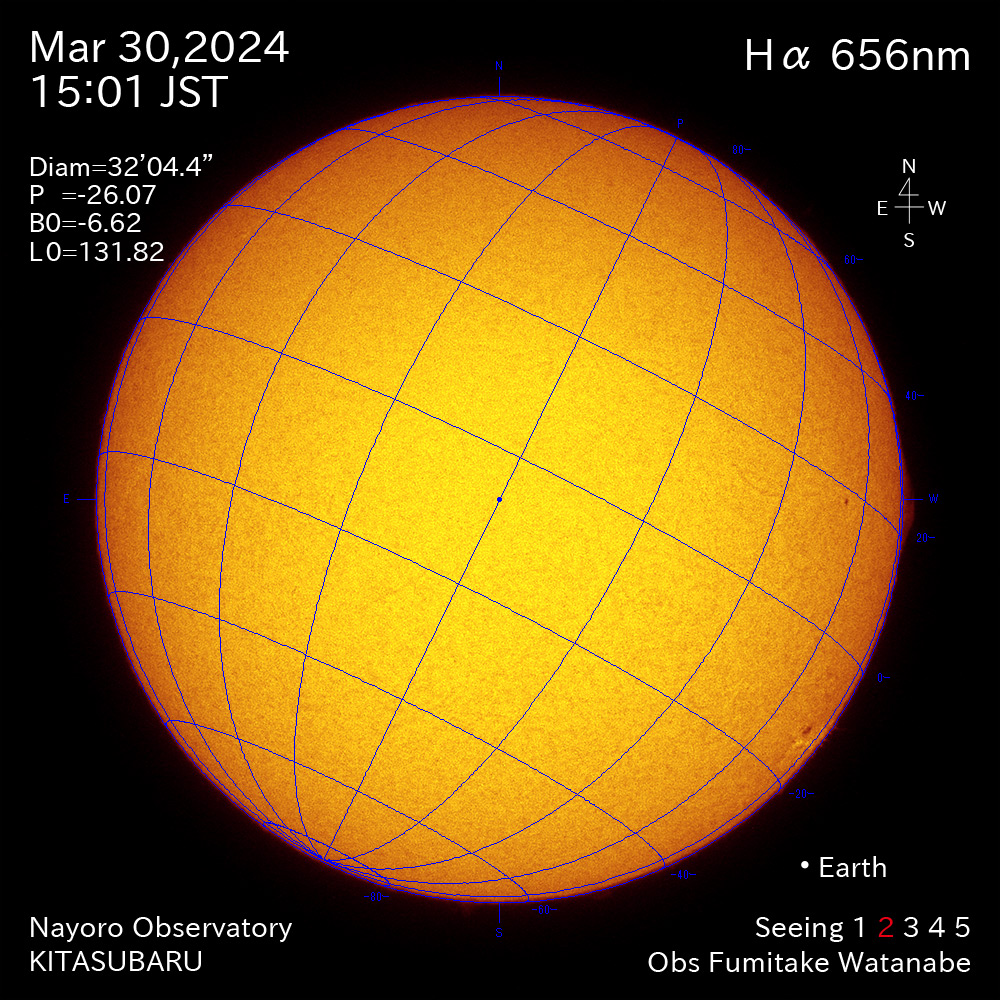 2024年3月30日 Ha波長の太陽