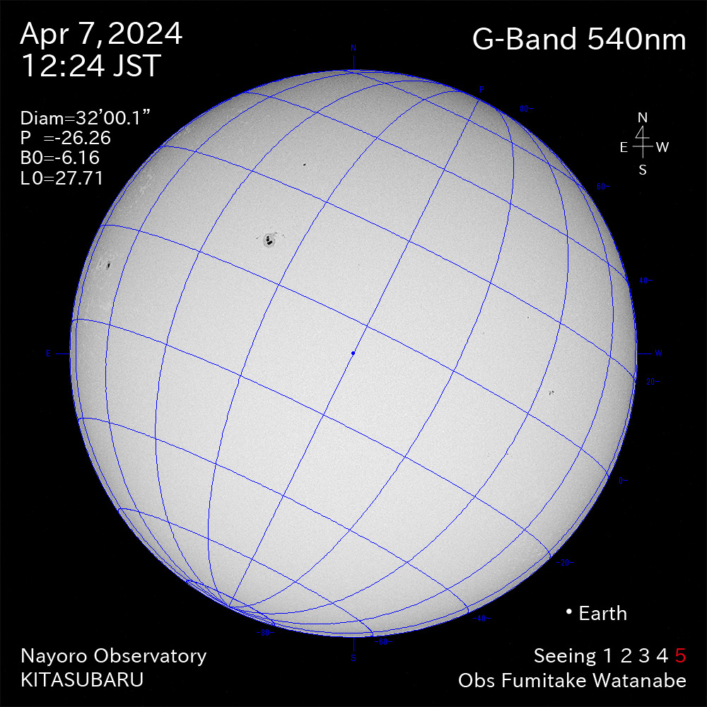 2024年4月7日 540nm波長の太陽