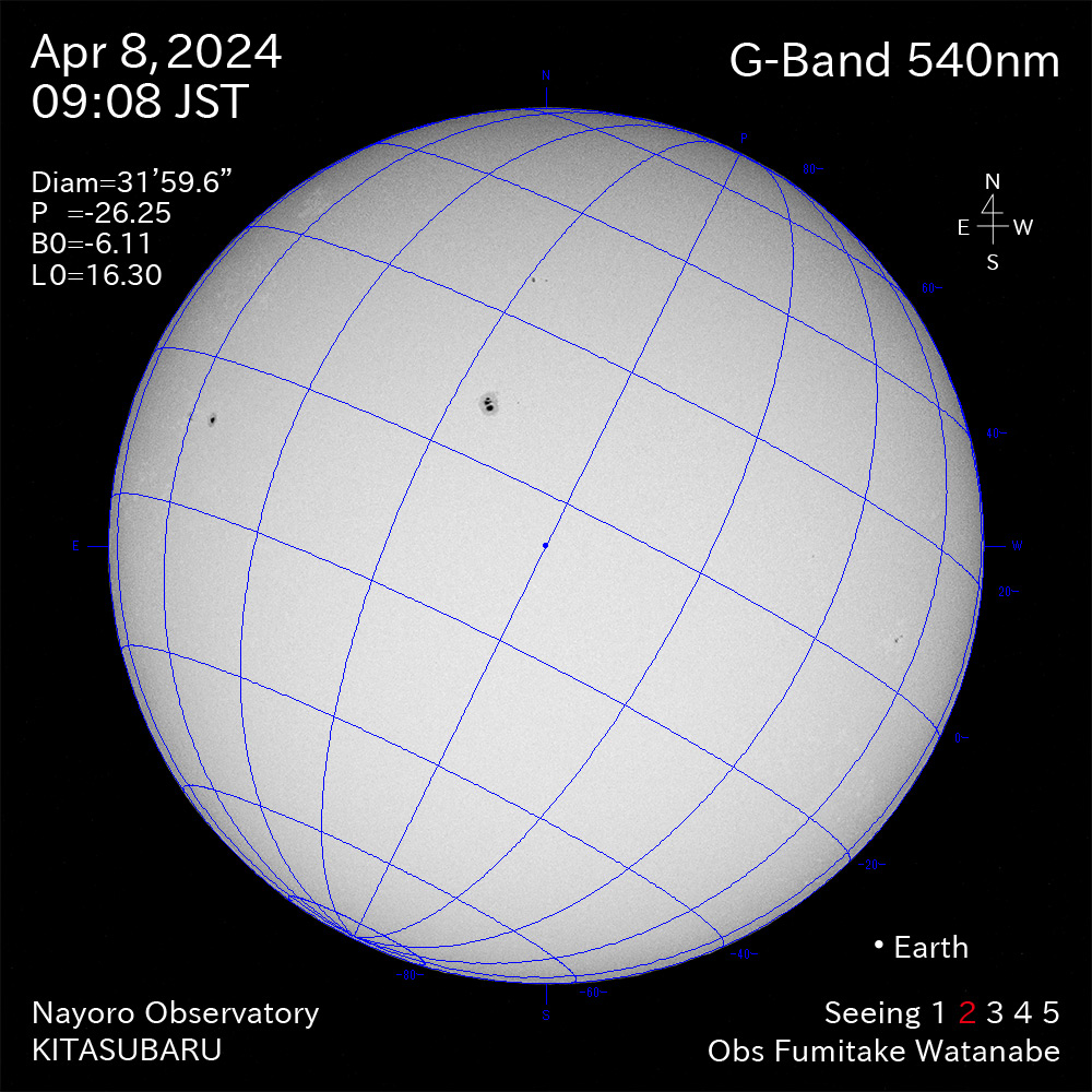 2024年4月8日 540nm波長の太陽