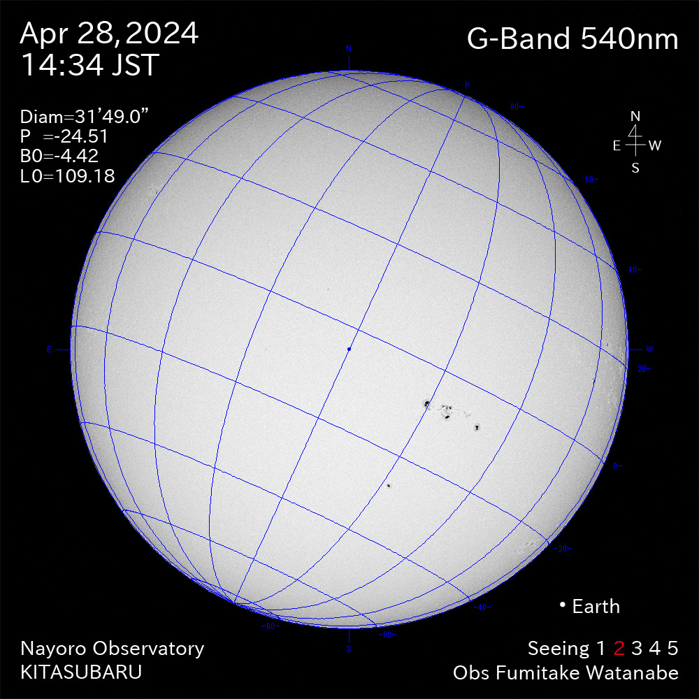 2024年4月28日 540nm波長の太陽