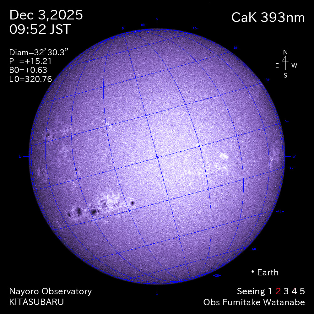 2025年12月3日 CaK波長の太陽