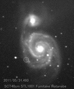 2011年5月31日に撮影されたSN 2011dhが現れる前のM51銀河